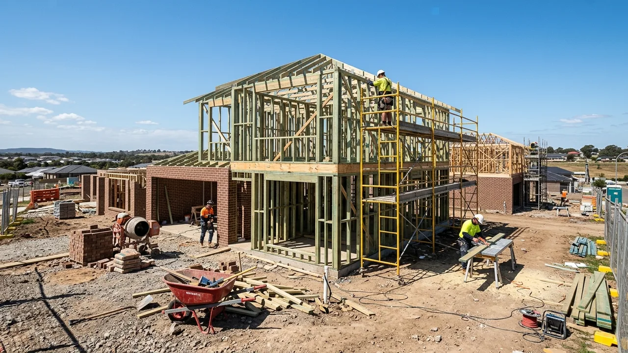 New home construction site in Western Sydney growth corridor